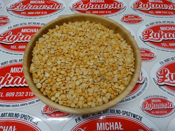 Groch łuskany 25 kg, łuszczony, żółty, połówki - duże opakowanie
