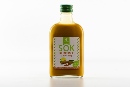 Sok z cytryn i kurkumy 200 ml, sok cytryna kurkuma, naturalny 100% bez dodatków, zielona tłocznia