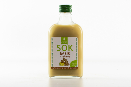 Sok z cytryn i imbiru 200 ml, sok imbir cytryna, naturalny 100% bez dodatków, zielona tłocznia